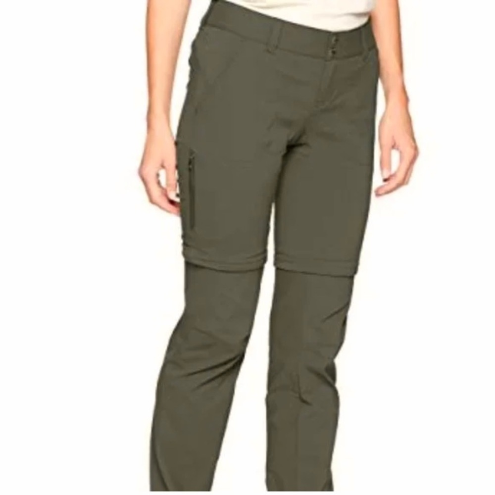 Columbia Sz 16 Convertible Zip Pants Olive Green Stretch Mid Rise Hiking Fishing